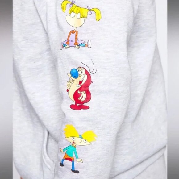 Nickelodeon NWT 90s Cartoon Characters Logo Hoodie Sweatshirt LARGE - Picture 9 of 10